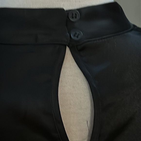 Pleione black dressy blouse. High neck, sheer details, long sleeves. Size Large - Picture 5 of 10